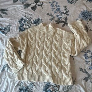 a.n.a Cream Cable Turtleneck Sweater